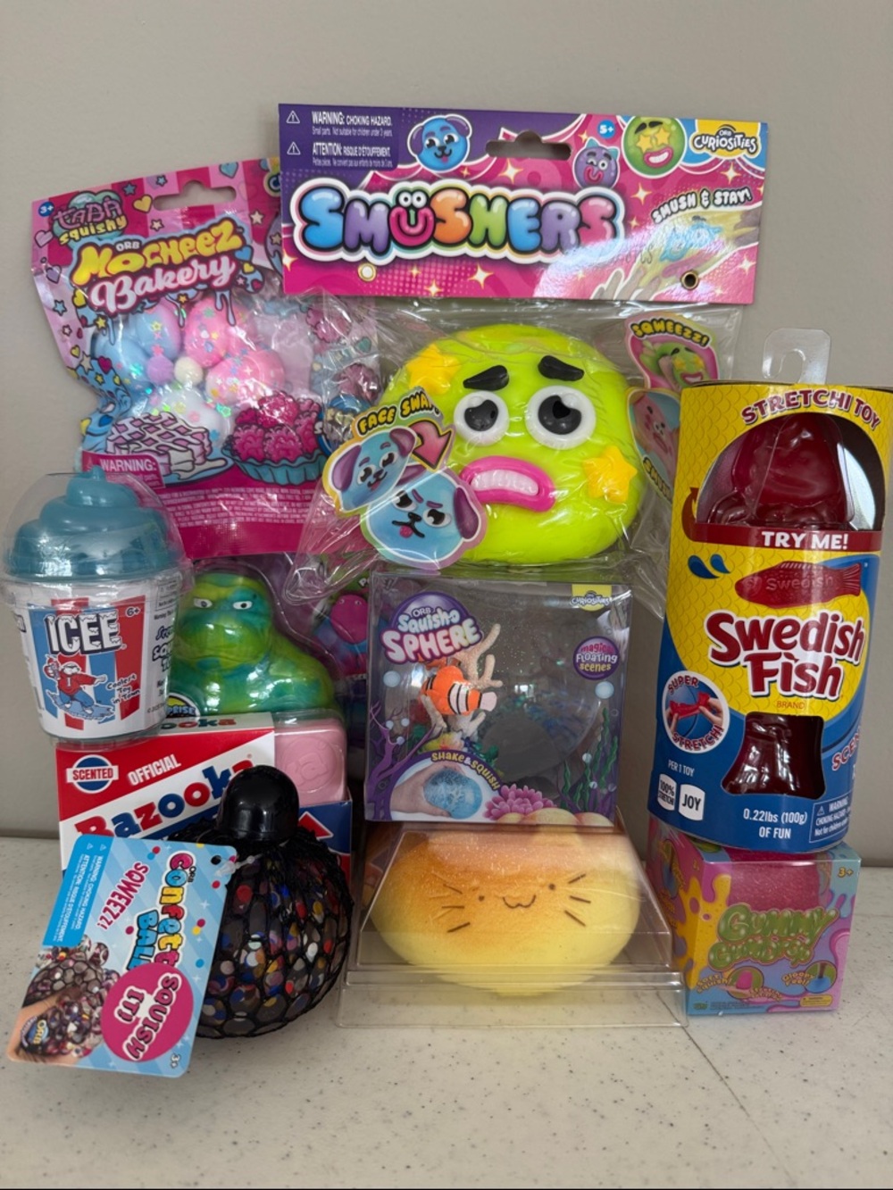 Smusher Neon Green Smushers Face Squeezy Toy - Plus Other Variety Squeeze Toys